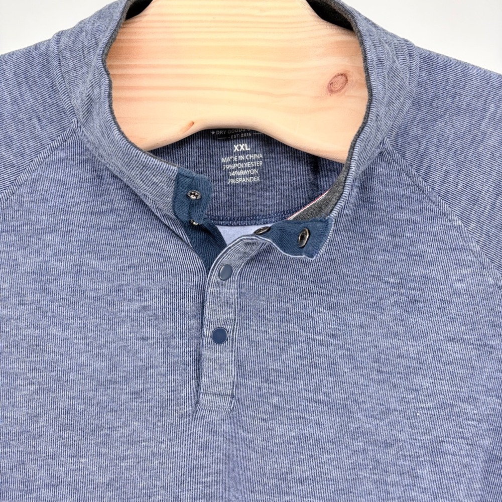 Flag & Anthem Henley Pullover XXL Blue Heather Long Sleeve Raglan Snap Button